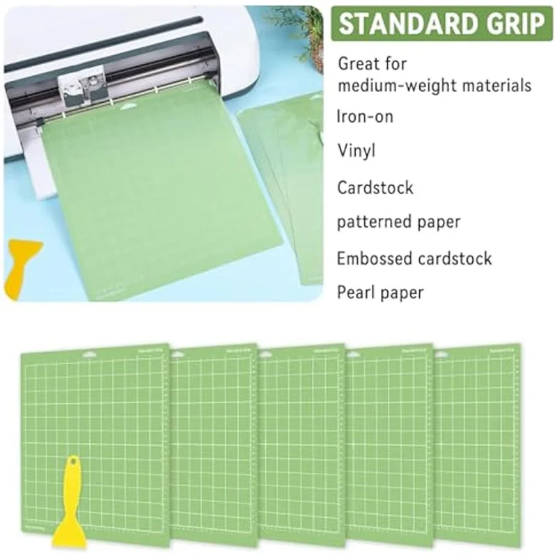 Cricut-kompatibel: 5er-Set Schneidematten 30,5 × 30,5 cm – StandardGrip – Grün (für alle Explore- & Maker-Modelle)