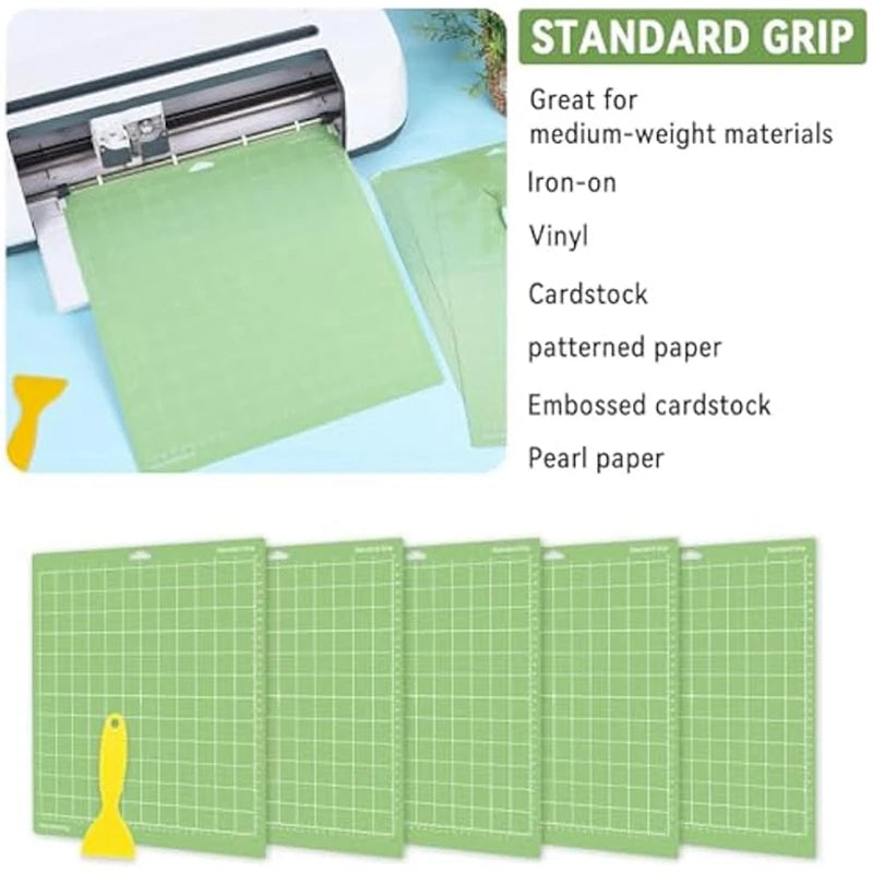 5Pcs Cutting Mats For Cricut-12X12inch Green Standard Grip Cutting Mats For Cricut Explore Air 2/ Maker 2/3 Accessories