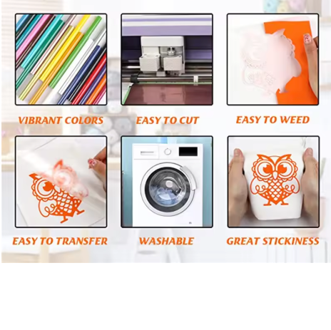 Vinyle de transfert thermique (HTV) compatible Cricut, lot de 14 - 30 x 90 cm - Film textile haut de gamme pour projets DIY