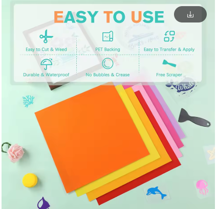 Ensemble de 80 feuilles de vinyle permanent de qualité supérieure – 12 x 12 pouces – Feuilles autocollantes pour projets Cricut et DIY
