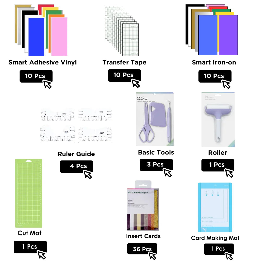 76PC Accessories Bundle for Cricut Joy Crafting Starter Kit, with Adhesive Vinyl, HTV,Card Kit,Weeding Tools for Cricut Projects