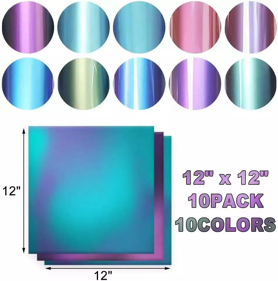 Cricut-kompatibel – 10er Pack Chamäleon-Wärmeübertragungsfolie (30 × 30 cm)