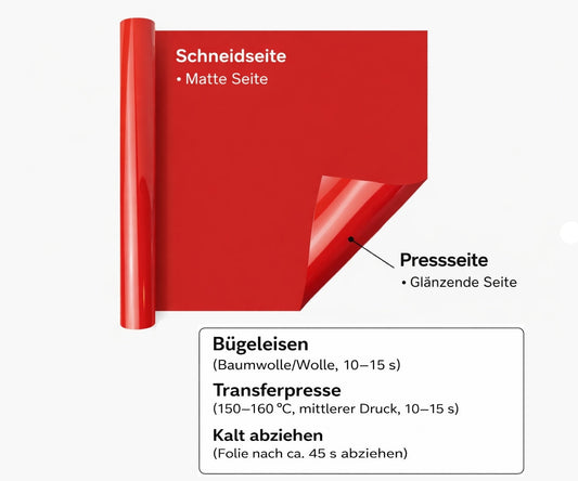 Cricut-kompatibel Plotter HTV Textilfolie Rot 30 × 240 cm – Bügelfolie Rolle für Textilien