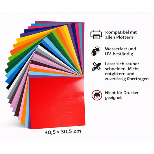 Cricut-kompatibel Plotter Permanent Vinyl Folien 30,5 × 30,5 cm – 30er Set