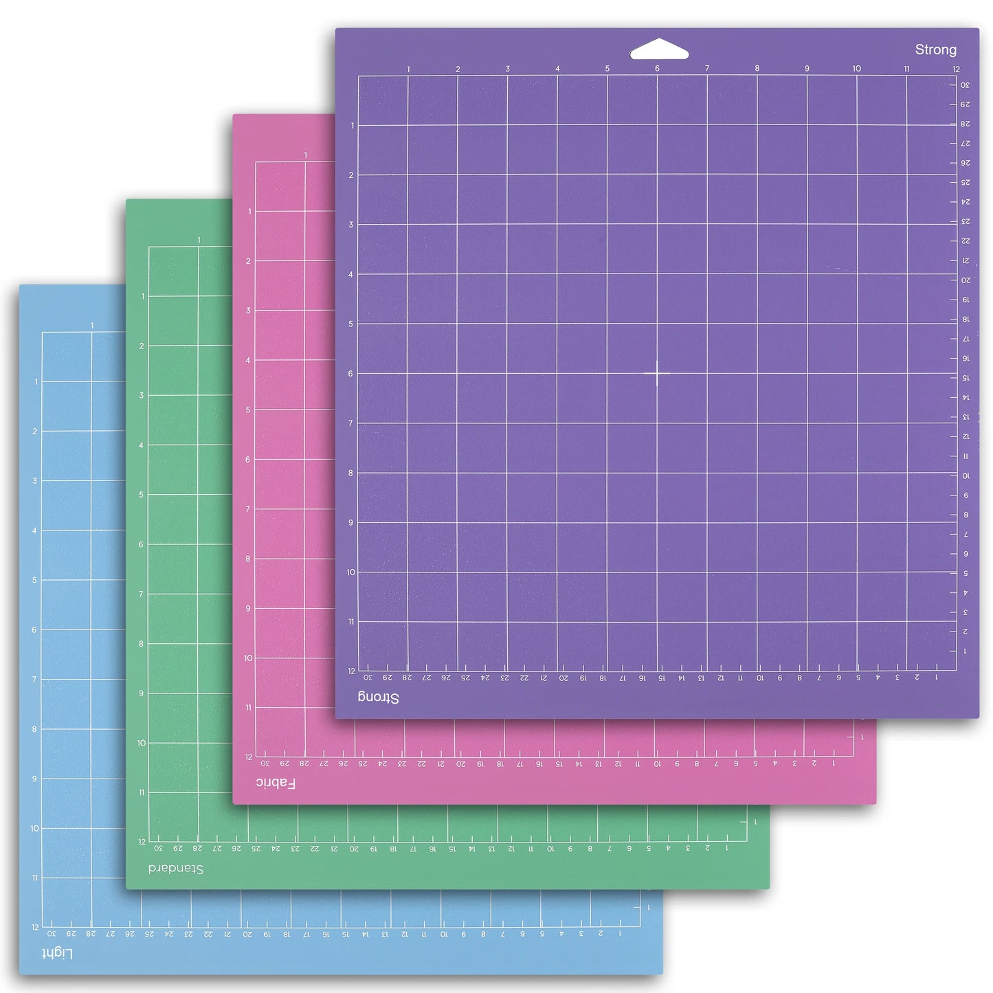 Compatible Cricut – Lot de 4 tapis de découpe 30 x 30 cm (StandardGrip, LightGrip, StrongGrip, FabricGrip)