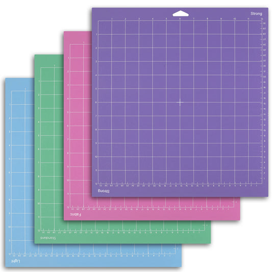 Cricut-kompatibel – 4er-Set Schneidematten 30×30 cm (StandardGrip, LightGrip, StrongGrip, FabricGrip)