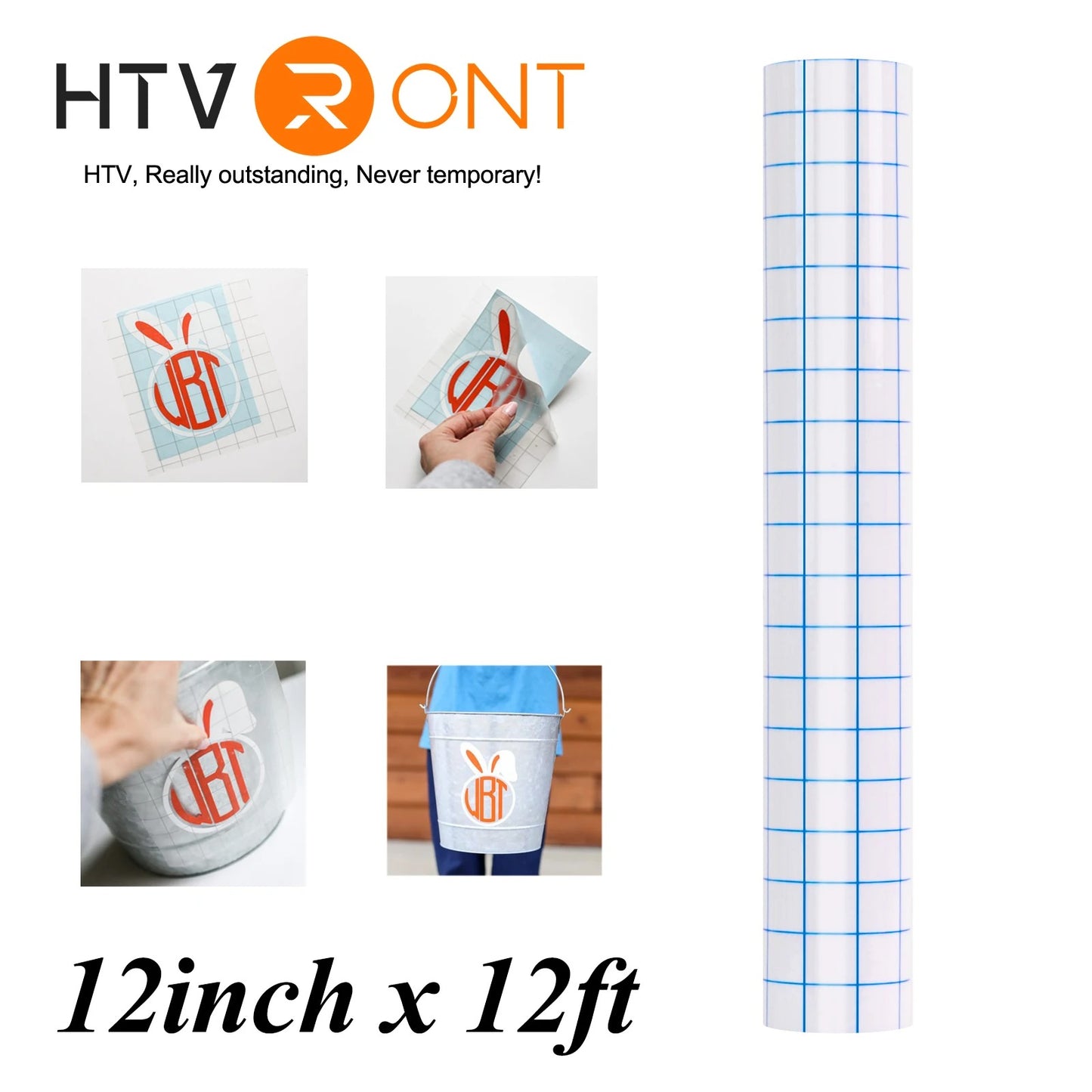Cricut-kompatibel – 3,6 Meter Transferfolie mit Ausrichtungsgitter (transparent & selbstklebend)