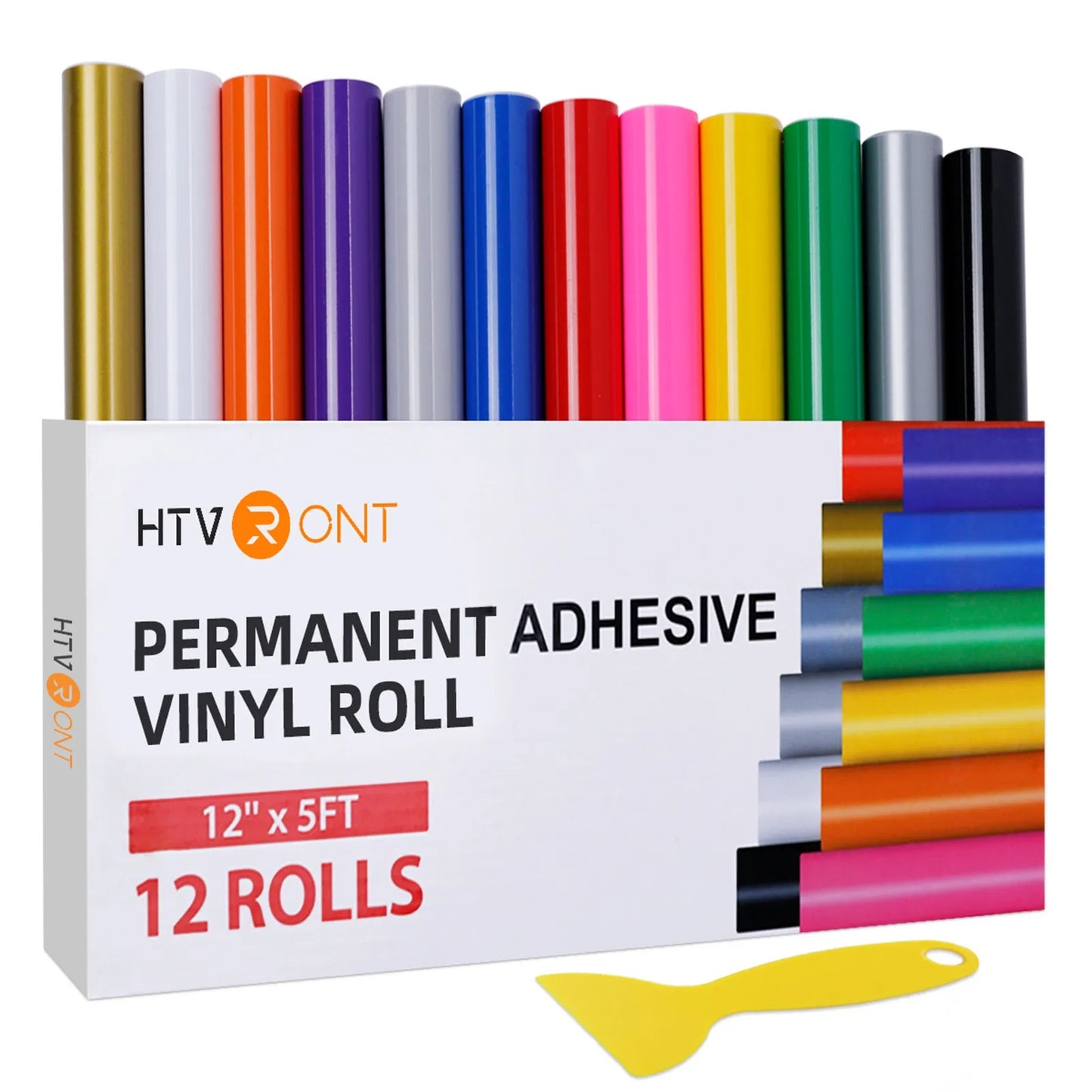 Cricut-kompatibel 12-Stück Plotter Permanent-Vinylrollen – Über 18 Meter mehrfarbiges selbstklebendes Vinyl-Set (30,5 × 152 cm) für Glas, Tassen, Handyhüllen, Deko & Geschenke