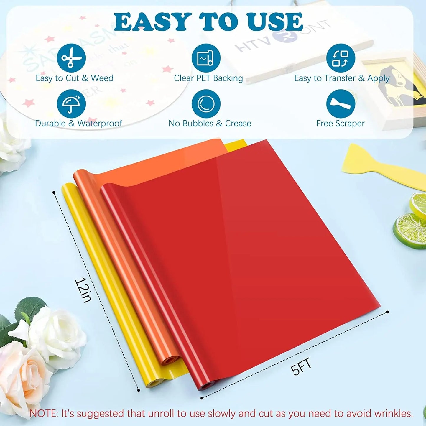 Cricut-kompatibel 12-Stück Plotter Permanent-Vinylrollen – Über 18 Meter mehrfarbiges selbstklebendes Vinyl-Set (30,5 × 152 cm) für Glas, Tassen, Handyhüllen, Deko & Geschenke