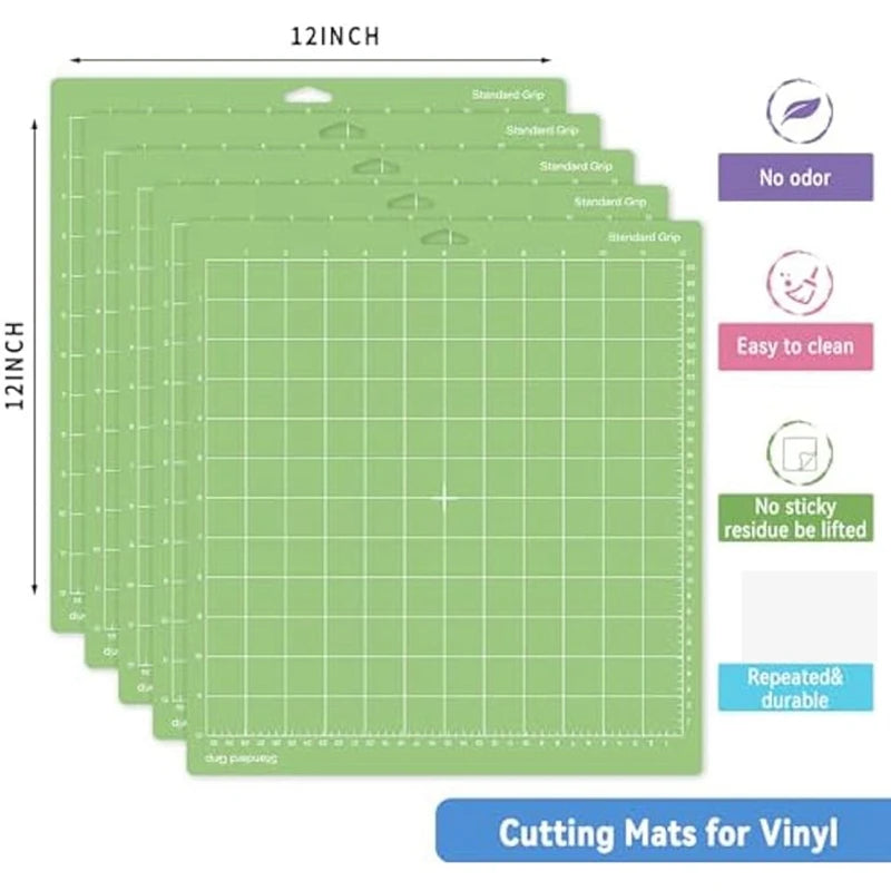 5Pcs Cutting Mats For Cricut-12X12inch Green Standard Grip Cutting Mats For Cricut Explore Air 2/ Maker 2/3 Accessories
