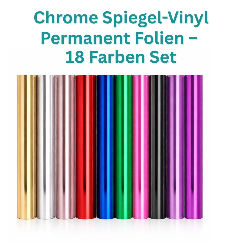 Cricut-kompatibel Plotter Spiegel-Vinyl Folien 30,5 × 30,5 cm – 18er Set Metallic Permanent (Bunt)
