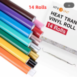 Silhouette compatible – Set de 14 rouleaux de film thermocollant pour plotter 30 × 90 cm – Film flex HTV pour Silhouette Cameo