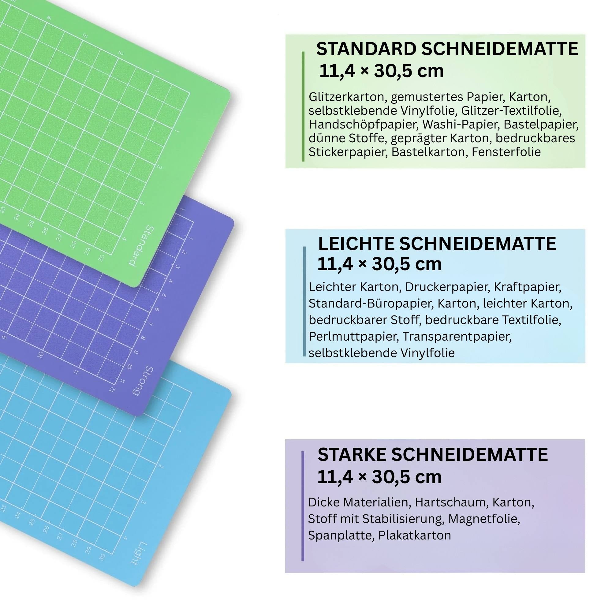 Cricut Joy kompatible Schneidematten für Cricut Joy 11,4 × 30,5 cm – Standard, Strong & Light Grip 3er Set – Bild 3
