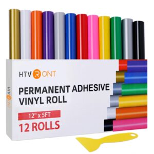 Cricut-kompatibel 12-Stück Plotter Permanent-Vinylrollen – Über 18 Meter mehrfarbiges selbstklebendes Vinyl-Set (30,5 × 152 cm) für Glas, Tassen, Handyhüllen, Deko & Geschenke