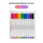 Cricut-kompatible Sublimation Marker 1,0 mm – 12 Farben Set für Plotter & Cricut Maker