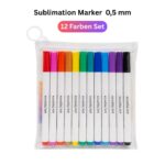 Cricut-kompatible Sublimation Marker 0,5 mm – 12 Farben Set für Plotter & Cricut Maker