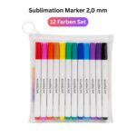 Feutres de sublimation compatibles Cricut 2 mm – Set de 12 couleurs pour plotter et Cricut Maker