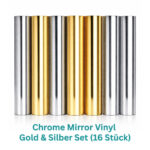 Cricut-kompatibel Plotter Spiegel-Vinyl Folien 30,5 × 30,5 cm – 16er Set Metallic Permanent (Gold & Silber)
