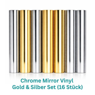 Cricut-kompatibel Plotter Spiegel-Vinyl Folien 30,5 × 30,5 cm – 16er Set Metallic Permanent (Gold & Silber)
