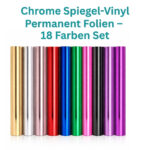 Silhouette compatible – Films vinyle miroir pour plotter 30,5 × 30,5 cm – Set de 18 feuilles métalliques permanentes multicolores