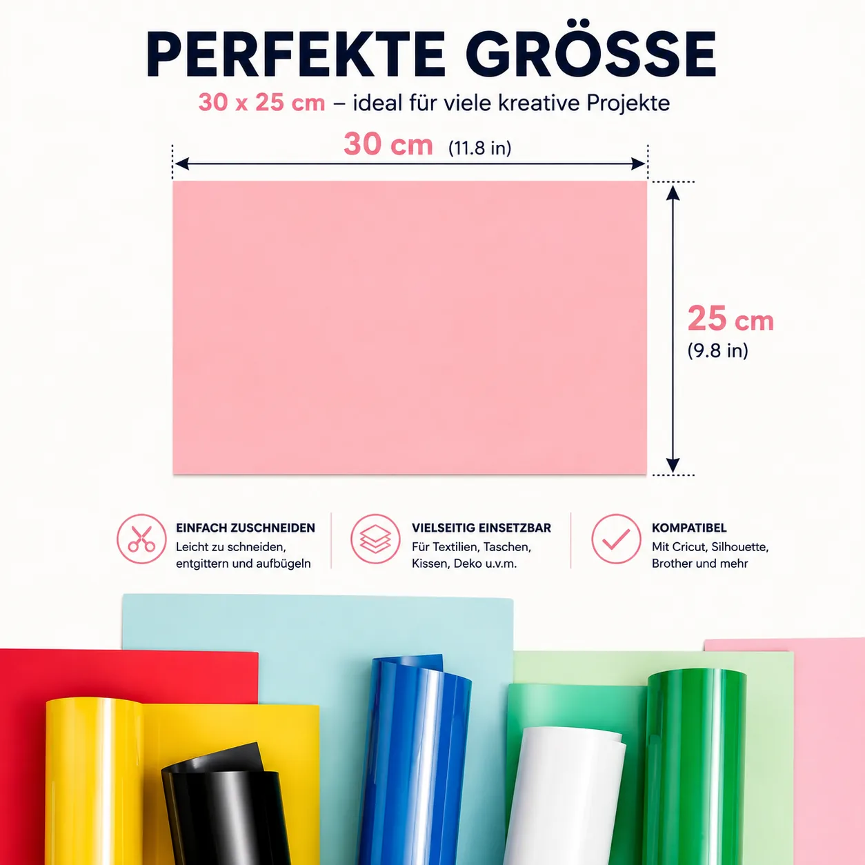 Cricut-kompatible Wärmetransferfolie – 20 Farben, 20 Bogen à 25 × 30 cm – Bild 3