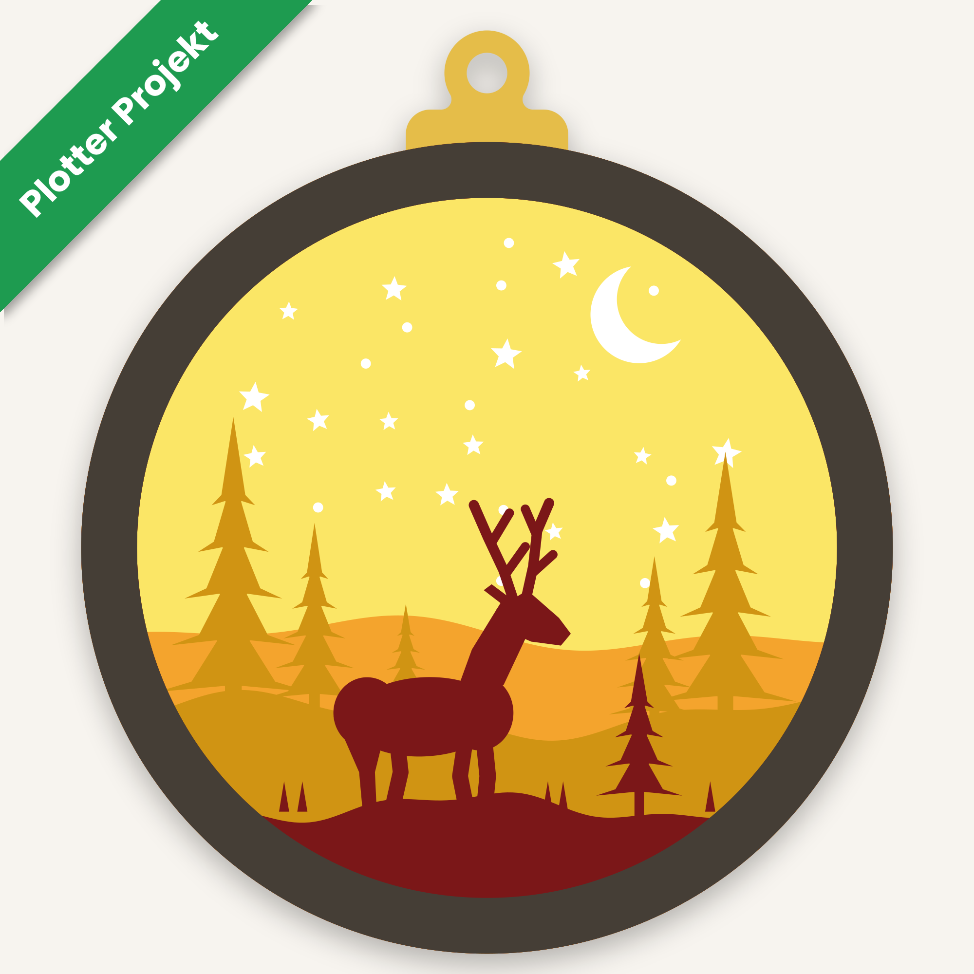 Plotterdatei Weihnachtskugel Lichtbox – Hirsch im Winterwald | SVG für Cricut & Silhouette