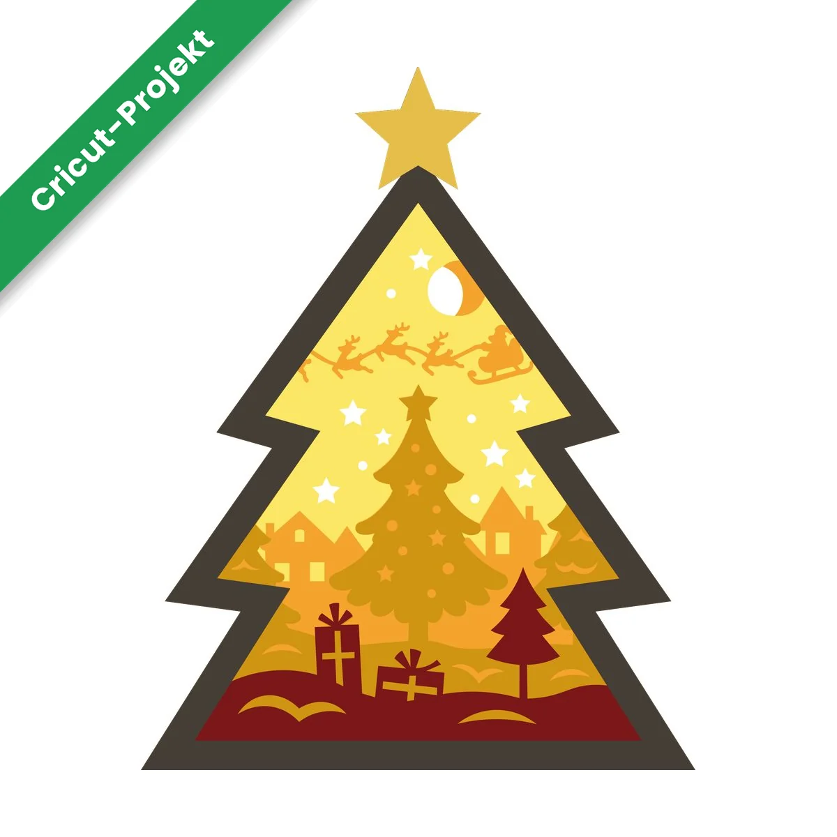 Weihnachtsbaum-Lichtbox – 3D-Plotterdatei SVG für Cricut